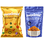 Madmix Masala Masti Millet Bhujia125 g+Pizza Party Quinoa Millet Puffs50 g Combo (2 items)