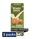 Right Shift Jaggery Atta Cookies - No Palm Oil & Refined Sugar, 0% Maida 3x120 g (Multipack)