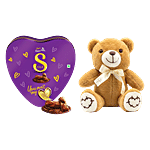 bb Combo Cadbury Dairy Milk Silk Heart Chocolate 135 g + Teddy With Bow Brown 1 pc Combo (2 items)