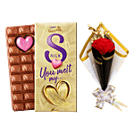 bb Combo Cadbury Dairy Milk Silk Heart Blush 250 g + Eternal Blooms Red Bouquet 1 pc Combo (2 items)
