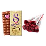 bb Combo Cadbury Dairy Milk Silk Heart Blush 250 g + Artificial Rose Flower 60 cm 1 pc Combo (2 items)