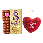 bb Combo Cadbury Dairy Milk Silk Heart Blush 250 g + I Love You Heart Plushie Red 1 pc Combo (2 items)