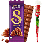 bb Combo Cadbury Dairy Milk Silk Chocolate Bar 144g + Artificial Scented Red Rose 1 pc Combo (2 items)