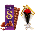 bb Combo Cadbury Dairy Milk Silk Chocolate 144 g + Eternal Blooms Red Royale Bouquet Combo (2 items)