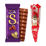 bb Combo Cadbury Dairy Milk Silk Chocolate Bar 144 g + Rose With Teddy Gift Red 1 pc Combo (2 items)