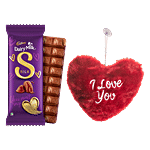 bb Combo Cadbury Dairy Milk Silk Chocolate Bar 144 g + I Love You Heart Plushie Red Combo (2 items)