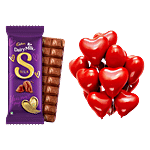 bb Combo Cadbury Dairy Milk Silk Chocolate Bar 144 g + Red Heart Balloons 50 pcs Combo (2 items)