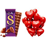 bb Combo Cadbury Dairy Milk Silk Chocolate Bar 144 g + Red Heart Balloons 50 pcs Combo (2 items)