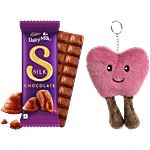 bb Combo Cadbury Dairy Milk Silk Chocolate Bar 144g + Smiley Heart Keychain Cherry 1pc Combo (2 items)