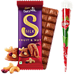 bb Combo Cadbury Dairy Milk Silk Fruit & Nut 129g + Artificial Scented Red Rose 1pc Combo (2 items)