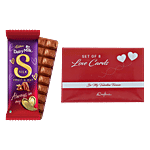 bb Combo Cadbury Dairy Milk Silk Fruit & Nut 129 g + Love Post Cards Set Red & White 1pc Combo (2 items)