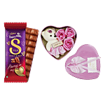 bb Combo Cadbury Dairy Milk Silk Fruit & Nut 129g + Roses & Teddy In Pink Heart Box 250g Combo (2 items)