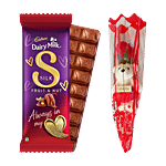 bb Combo Cadbury Dairy Milk Silk Fruit & Nut 129g + Artificial Rose With Teddy Gift Red Combo (2 items)