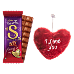 bb Combo Cadbury Dairy Milk Silk Fruit & Nut 129 g + I Love You Heart Plushie 1 pc Combo (2 items)