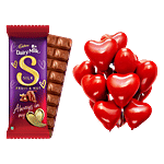 bb Combo Cadbury Dairy Milk Silk Fruit & Nut 129 g + Party Red Heart Balloons 50 pcs Combo (2 items)
