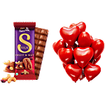 bb Combo Cadbury Dairy Milk Silk Fruit & Nut 129 g + Party Red Heart Balloons 50 pcs Combo (2 items)
