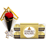 bb Combo Ferrero Rocher Hazelnut & Milk Chocolate 200 g + Eternal Blooms Red Bouquet 1 pc Combo (2 items)