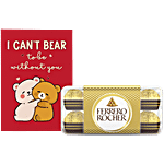 bb Combo Ferrero Rocher Hazelnut & Milk Chocolate 200g + Sweet Teddy Bear Valentine Card Combo (2 items)