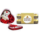 bb Combo Ferrero Rocher Hazelnut & Milk Chocolate 200 g + Teddy Bear & Rose Gift Box 1 pc Combo (2 items)