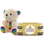bb Combo Ferrero Rocher Hazelnut & Milk Chocolate 200 g + Just Bear Stripe Soft Toy 1 pc Combo (2 items)