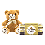 bb Combo Ferrero Rocher Hazelnut & Milk Chocolate 200 g + Teddy Plush Toy Brown 1 pc Combo (2 items)