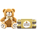 bb Combo Ferrero Rocher Hazelnut & Milk Chocolate 200 g + Teddy Plush Toy Brown 1 pc Combo (2 items)