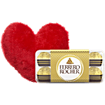 bb Combo Ferrero Rocher Hazelnut & Milk Chocolate 200 g + JBG Heart Cushion Red 1 pc Combo (2 items)