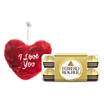 bb Combo Ferrero Rocher Hazelnut & Milk Chocolate 200 g + I Love You Heart Plushie 1 pc Combo (2 items)