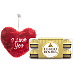 bb Combo Ferrero Rocher Hazelnut & Milk Chocolate 200 g + I Love You Heart Plushie 1 pc Combo (2 items)