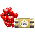 bb Combo Ferrero Rocher Hazelnut & Milk Chocolate 200 g + Red Heart Balloons 50 pcs Combo (2 items)