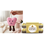 bb Combo Ferrero Rocher Hazelnut Chocolate 200 g + Smiley Heart Plush Keychain Pink 1 pc Combo (2 items)