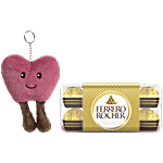 bb Combo Ferrero Rocher Crisp Hazelnut Chocolate 200g+ Smiley Heart Plush Keychain Cherry Combo (2 items)