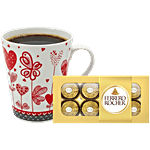 bb Combo Ferrero Rocher Hazelnut Chocolate 100 g + Clay Craft Zing Ceramic Mug 340 ml Combo (2 items)