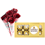 bb Combo Ferrero Rocher Hazelnut Chocolate 100 g+Creative Space Artificial Rose 60×10 cm Combo (2 items)