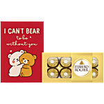 bb Combo Ferrero Rocher Hazelnut Chocolate 100 g+Oye Happy Sweet Teddy Bears Card 1 pc Combo (2 items)