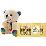 bb Combo Ferrero Rocher Hazelnut & Milk Chocolate 100 g+Just Bear Stripe Soft Toy 1 pc Combo (2 items)