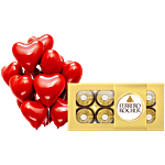 bb Combo Ferrero Rocher Hazelnut Chocolate 100 g + Party Propz Red Heart Balloons 50 pcs Combo (2 items)
