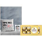 bb Combo Ferrero Rocher Hazelnut Chocolate 100g + eCraftIndia Heartbeat Cushion & Mug Set Combo (2 items)