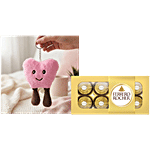 bb Combo Ferrero Rocher Hazelnut Choco 100g + Lazy Baby Smiley Heart Plush Keychain Pink Combo (2 items)