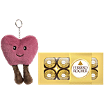 bb Combo Ferrero Rocher Hazelnut Chocolate 100g + Lazy Smiley Heart Plush Keychain Cherry Combo (2 items)
