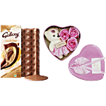 bb Combo Galaxy Smooth Milk Chocolate 110g+ Pearlfiesta Roses & Teddy Heart Box Pink 250g Combo (2 items)