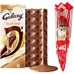 bb Combo Galaxy Smooth Milk Chocolate Bar 110 g+ Pearlfiesta Rose With Teddy Red 1 pc Combo (2 items)