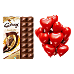 bb Combo Galaxy Smooth Milk Chocolate Bar 110 g + Party Propz Red Heart Balloons 50 pcs Combo (2 items)