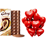 bb Combo Galaxy Smooth Milk Chocolate Bar 110 g + Party Propz Red Heart Balloons 50 pcs Combo (2 items)