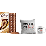 bb Combo Galaxy Smooth Milk Chocolate 110 g + eCraftIndia Heartbeat Cushion & Mug Set Combo (2 items)