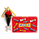 bb Combo Snickers Minis Valentine Chocolates 195.5 g + Red Royale Bouquet 1 pc Combo (2 items)