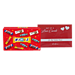 bb Combo Snickers Minis Valentine Chocolate 195.5 g + Love Post Cards Set - Red & White Combo (2 items)