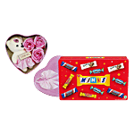 bb Combo Snickers Minis Valentine Chocolates 195.5 g+Pearlfiesta Rose With Teddy Red 1 pc Combo (2 items)
