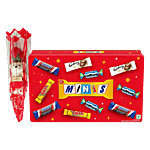 bb Combo Snickers Minis Valentine Chocolates 195.5 g+Pearlfiesta Rose With Teddy Red 1 pc Combo (2 items)