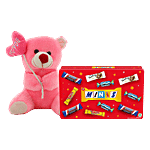 bb Combo Snickers Minis Valentine Chocolate Pack 195.5 g+Just Bear Teddy Heart On Ear 1pc Combo (2 items)